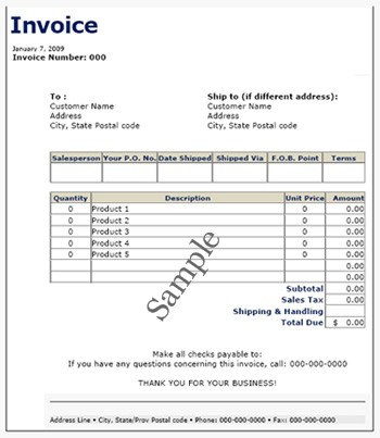 Samples Of Invoices